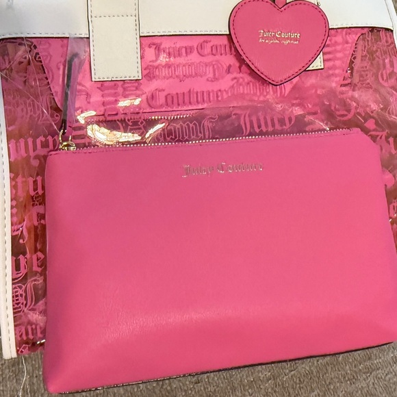 Juicy Couture Heart Beachin Large Tote Bag, Pink & Yellow PVC, White Handles NWT - Picture 9 of 11